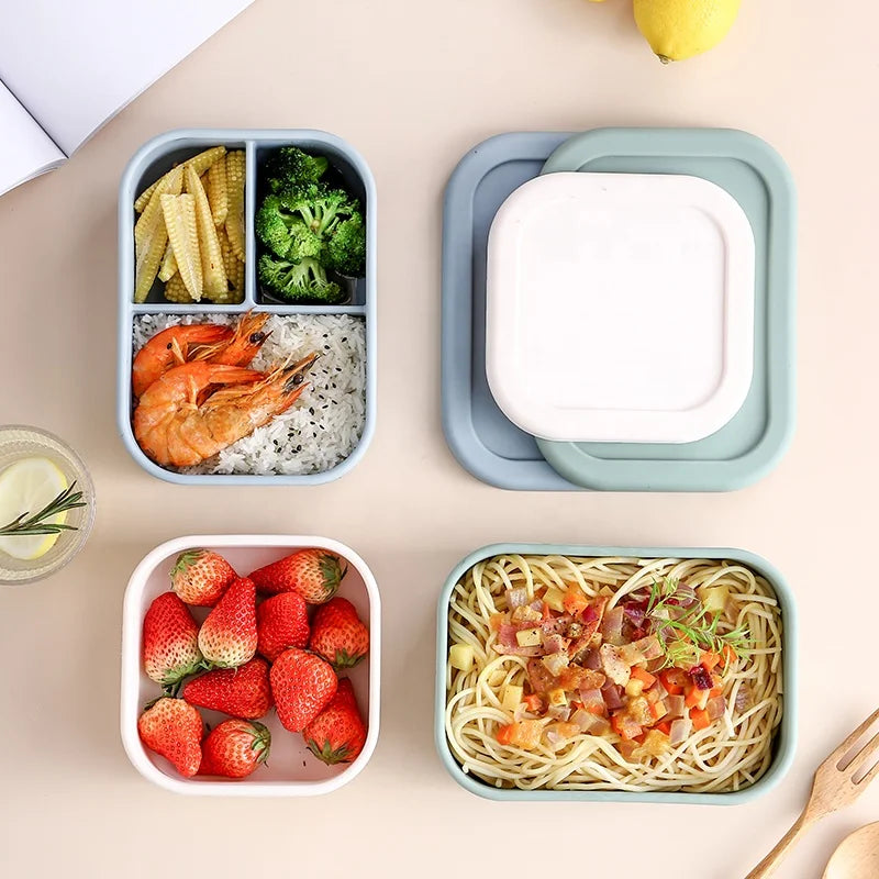 Special Offer Food Grade Silicone Food Box Leak Proof School Kid Portable Food Container Silicone Bento Lunch Box With Lid-3