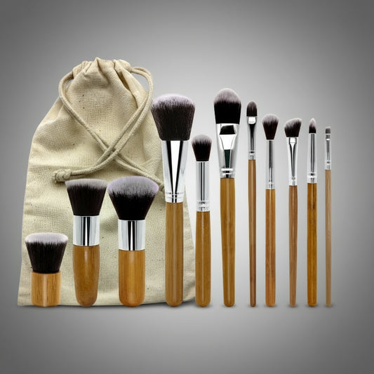 EcoDrop 11-Piece Bamboo Makeup Brush Set-0