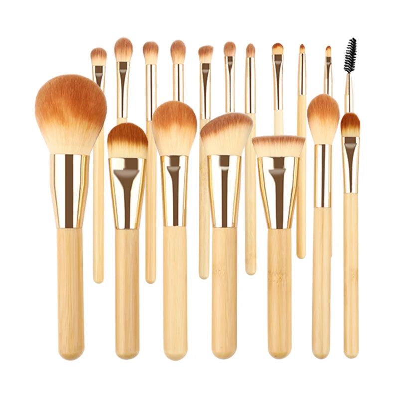 EcoDrop 18-Piece Gold Bamboo Makeup Brush Set-6