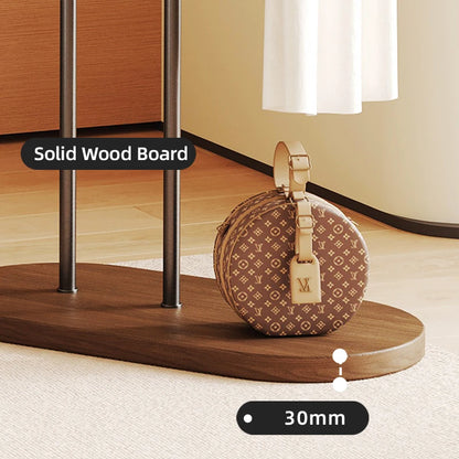 Stainless Steel & Wooden Base Freestanding Coat Rack Hall Tree Space-Saving Metal Clothes/Hat Stand & Clothing Organizer-5