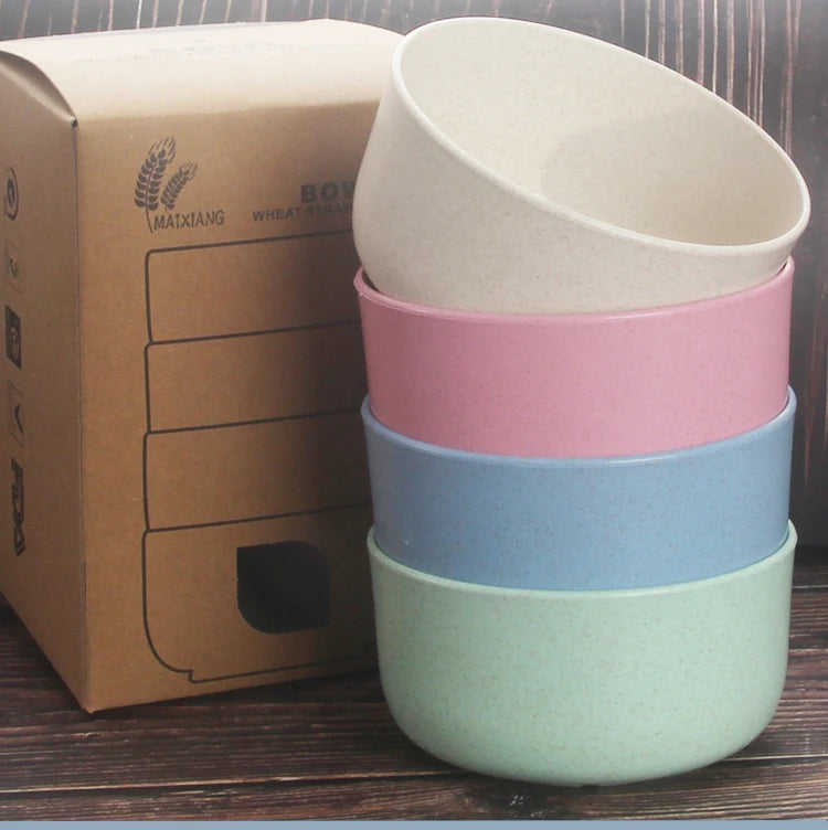 EcoDrop Wheat Straw Bowls – Set of 4 Colorful, Biodegradable & Durable-5