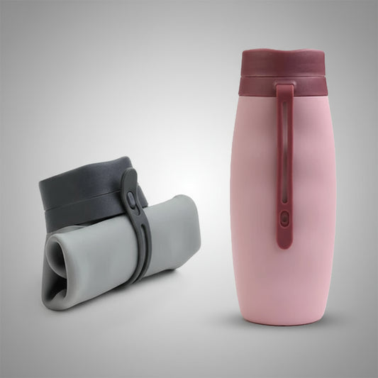 Beeman Eco Reusable Foldable Collapsible Water Bottle Silicone Handle Holder Travel Sport Water Bottle-0