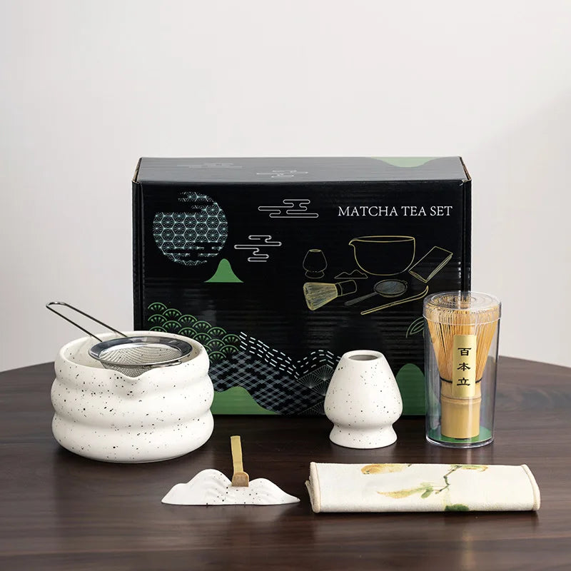 EcoDrop 7-Piece Japanese Matcha Tea Set – Ceramic Bowl & Bamboo Whisk Kit-10