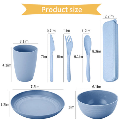 EcoDrop Wheat Straw Dinnerware Set – 4 Colors, 24-Piece Eco-Friendly Tableware-3