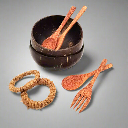 Unique Gift Natural Polished Shaped Handmade Reusable Breakfast Vegan Salad Smoothie Acai Coconut Bowl Set for Breakfast-5