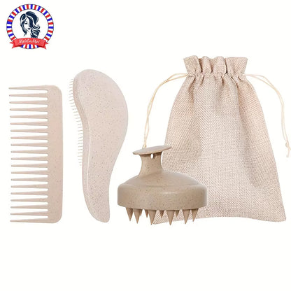 EcoDrop Eco-Friendly Hair Brush & Scalp Massager Set