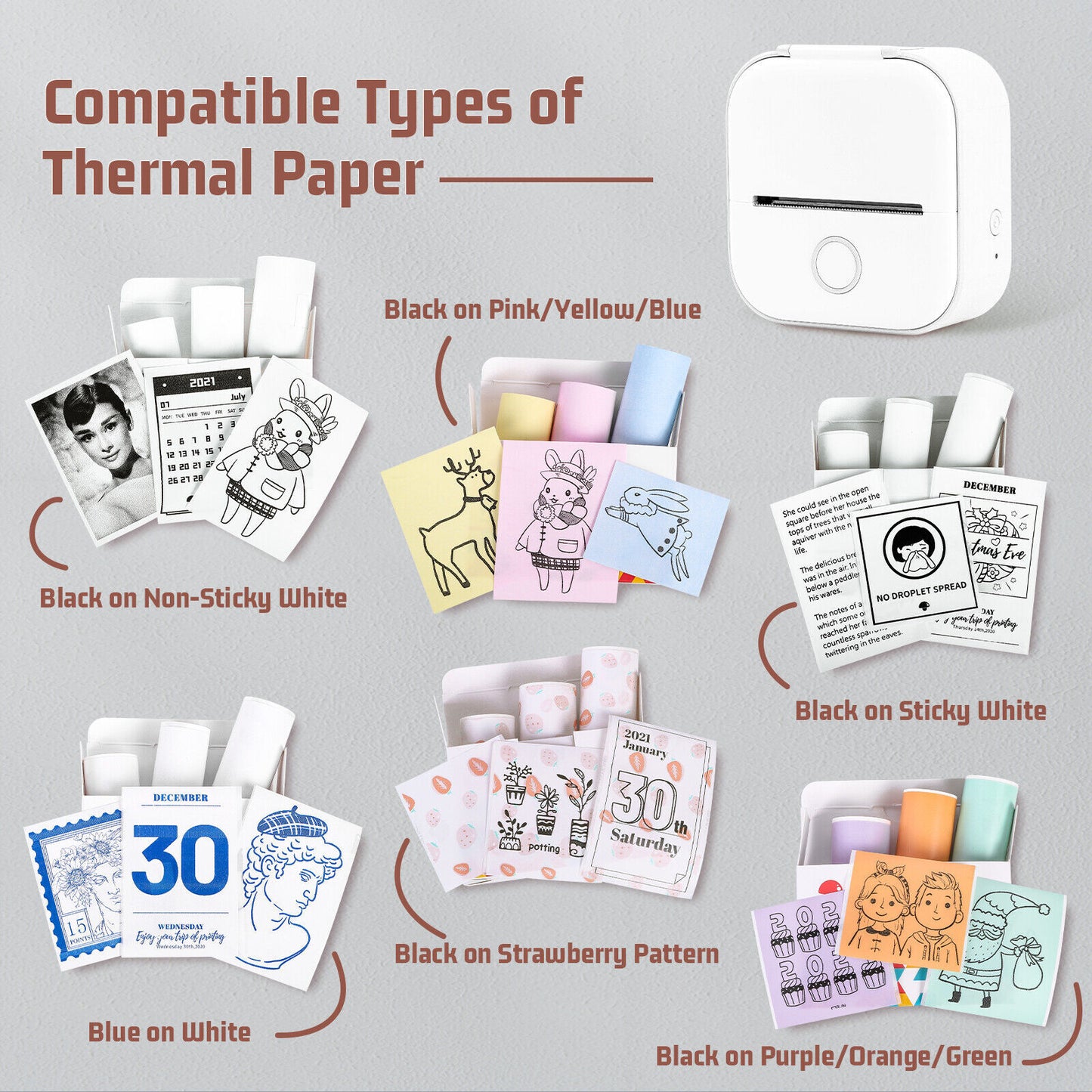 Phomemo T02 Mini Pocket Bluetooth Thermal Printer Inkless Wireless Photo Sticker - EcoDrop