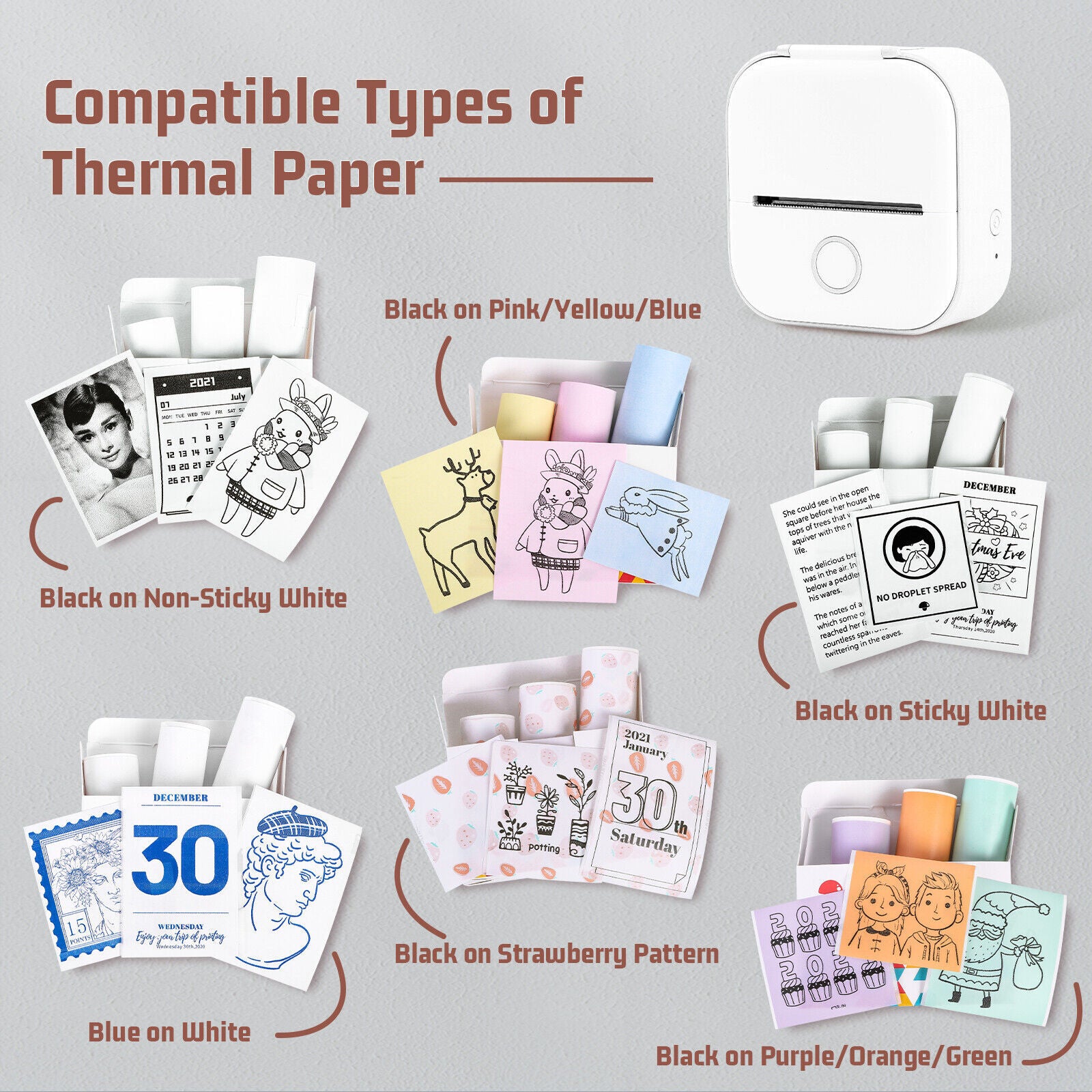 Phomemo T02 Mini Pocket Bluetooth Thermal Printer Inkless Wireless Photo Sticker - EcoDrop