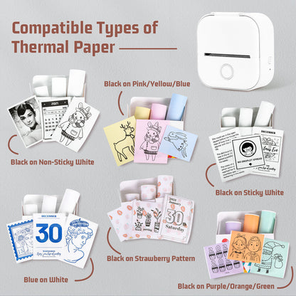 Phomemo T02 Mini Pocket Bluetooth Thermal Printer Inkless Wireless Photo Sticker - EcoDrop