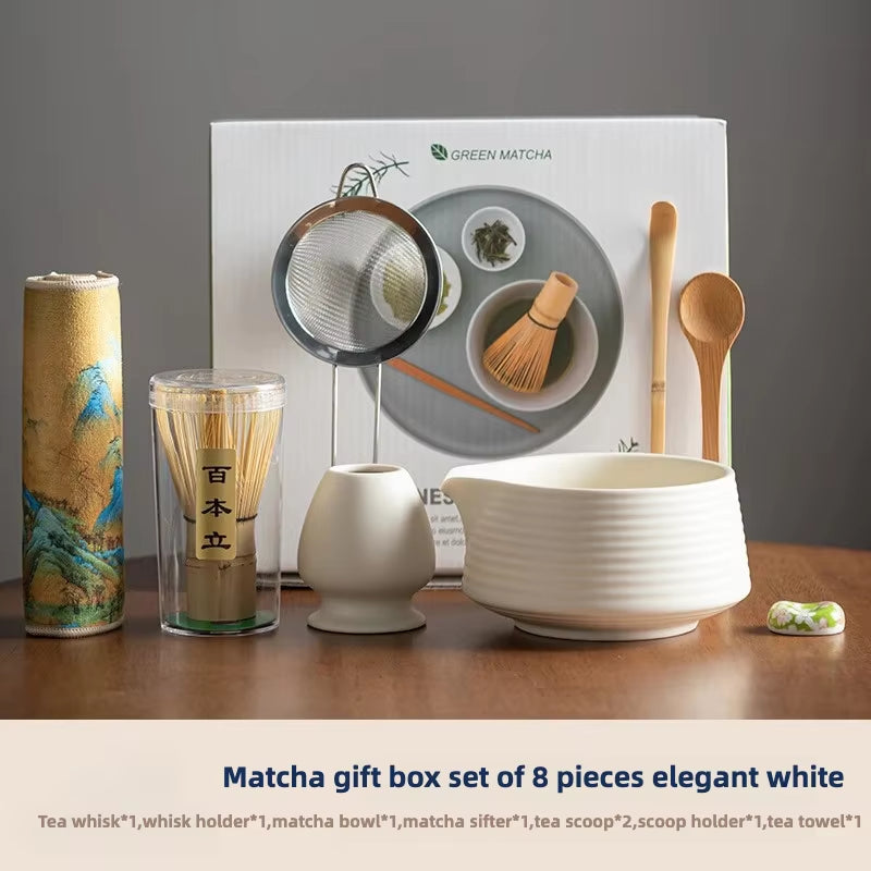 EcoDrop Premium 8-Piece Premium Matcha Tea Set – Japanese Ceremonial Bowl & Whisk Gift
