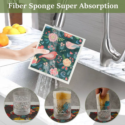 EcoDrop Reusable Swedish Dishcloths – 5/6-Pack Eco-Friendly Cellulose Cleaning Towels