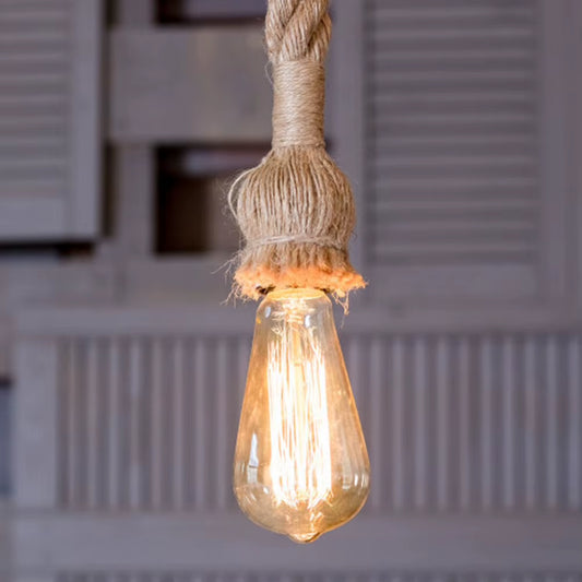 EcoDrop Vintage Hemp Rope Natural Jute Pendant Light