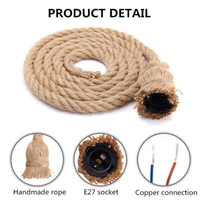 EcoDrop Vintage Hemp Rope Natural Jute Pendant Light
