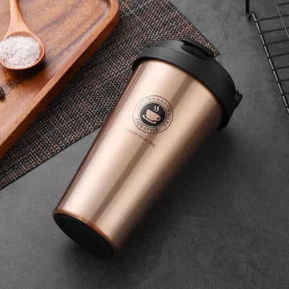 EcoDrop 500ml Insulated Travel Coffee Cup – Leak-Proof Stainless Steel Thermos Mug for Conscious Coffee Lovers