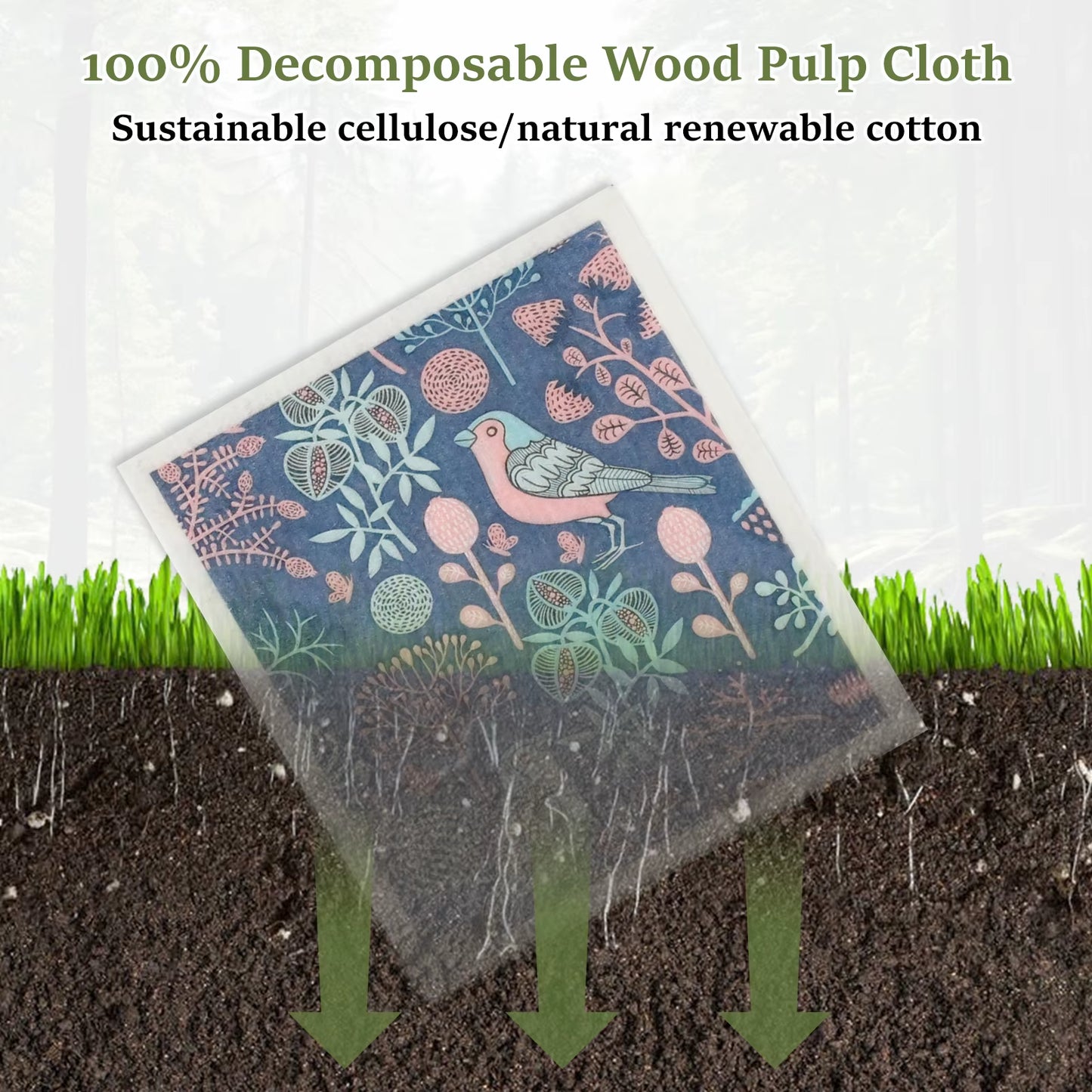 EcoDrop Reusable Swedish Dishcloths – 5/6-Pack Eco-Friendly Cellulose Cleaning Towels