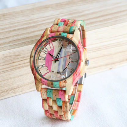 EcoDrop Colorful Bamboo Men’s Watch – A Timeless Gift Crafted by Nature