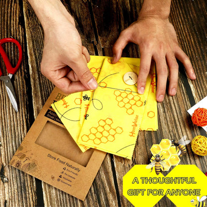 EcoDrop Reusable Beeswax Food Wraps –Organic & Eco-Friendly 3 Set