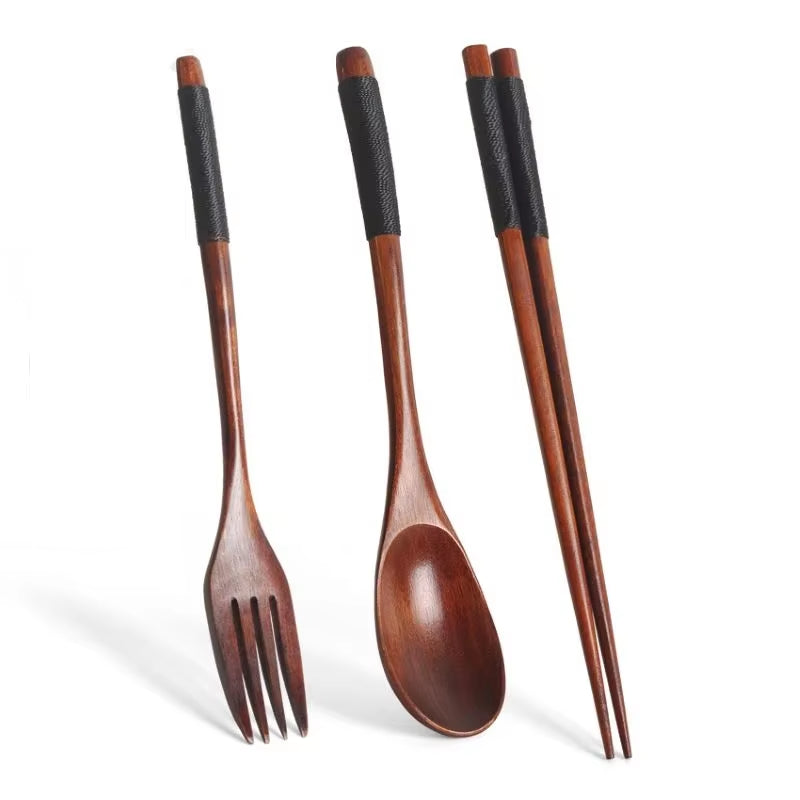 EcoDrop Wooden Cutlery Travel Set – Spoon, Fork & Chopsticks