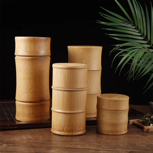 EcoDrop Natural Bamboo Storage Box Set – Eco-Friendly Kitchen & Tea Organizer Canisters