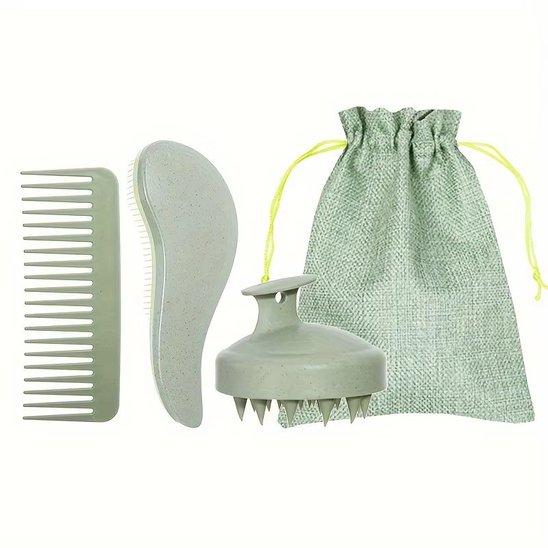 EcoDrop Eco-Friendly Hair Brush & Scalp Massager Set