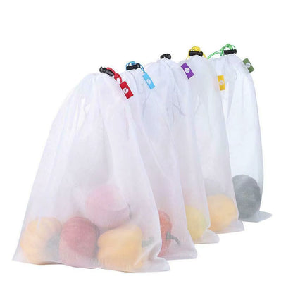 EcoDrop Reusable Mesh Produce Bags – 5-Pack Eco-Friendly Fruit & Veggie Storage Set