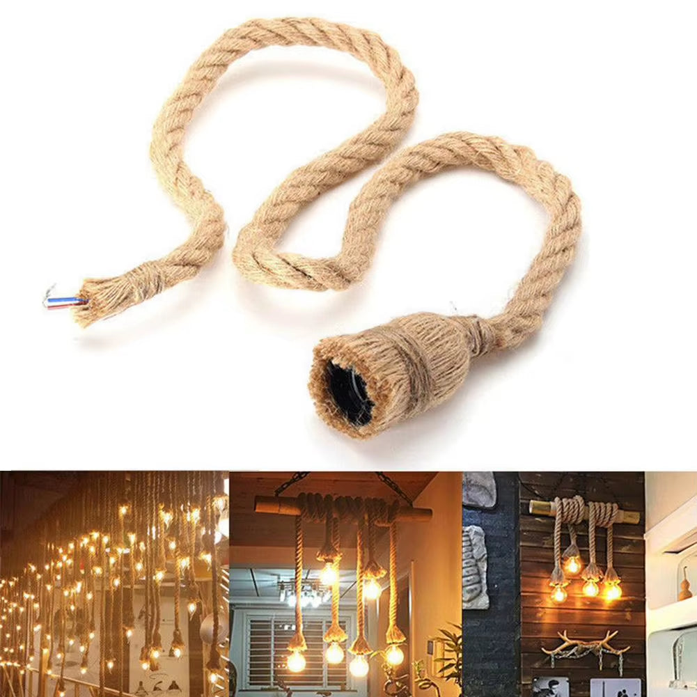 EcoDrop Vintage Hemp Rope Natural Jute Pendant Light
