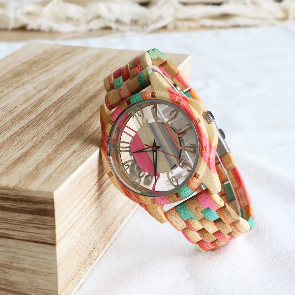 EcoDrop Colorful Bamboo Men’s Watch – A Timeless Gift Crafted by Nature