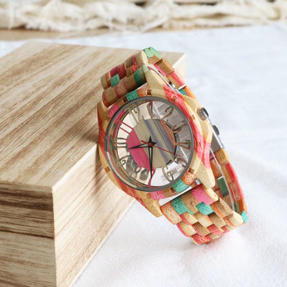 EcoDrop Colorful Bamboo Men’s Watch – A Timeless Gift Crafted by Nature