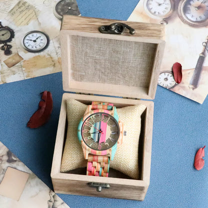 EcoDrop Colorful Bamboo Men’s Watch – A Timeless Gift Crafted by Nature