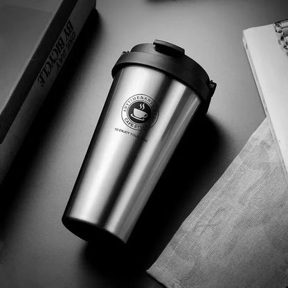 EcoDrop 500ml Insulated Travel Coffee Cup – Leak-Proof Stainless Steel Thermos Mug for Conscious Coffee Lovers